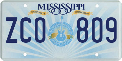 MS license plate ZCO809