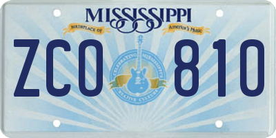 MS license plate ZCO810