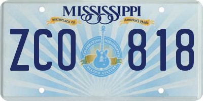 MS license plate ZCO818