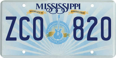 MS license plate ZCO820