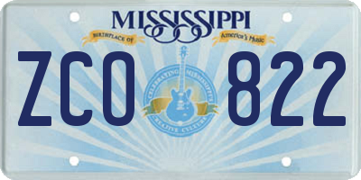 MS license plate ZCO822