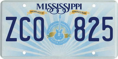 MS license plate ZCO825
