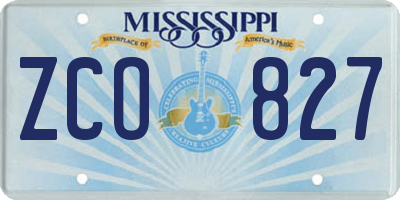 MS license plate ZCO827