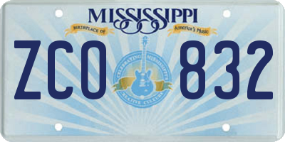 MS license plate ZCO832