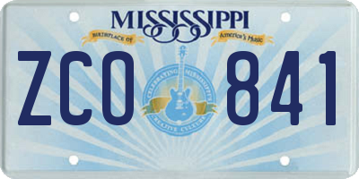 MS license plate ZCO841