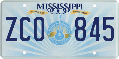 MS license plate ZCO845