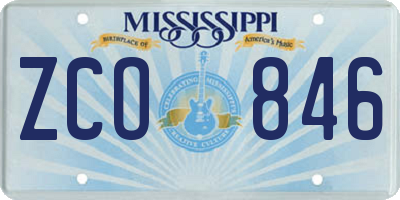 MS license plate ZCO846