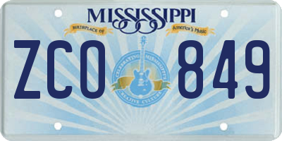 MS license plate ZCO849