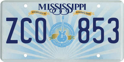 MS license plate ZCO853