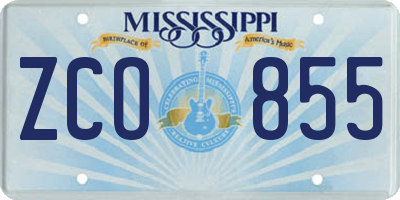 MS license plate ZCO855