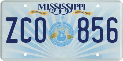 MS license plate ZCO856