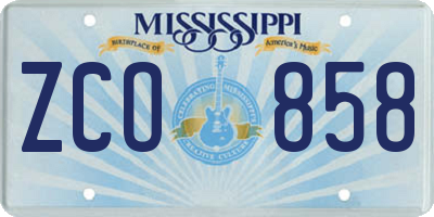 MS license plate ZCO858