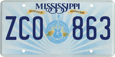 MS license plate ZCO863
