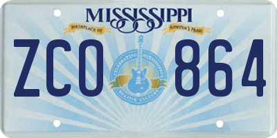 MS license plate ZCO864
