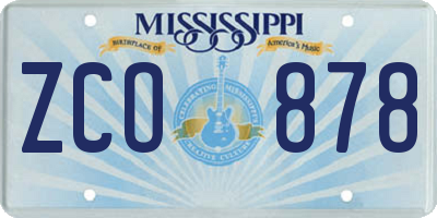 MS license plate ZCO878