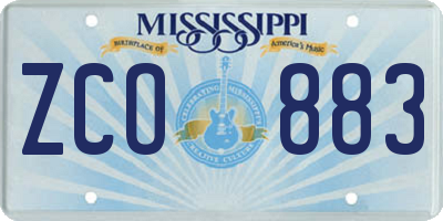 MS license plate ZCO883