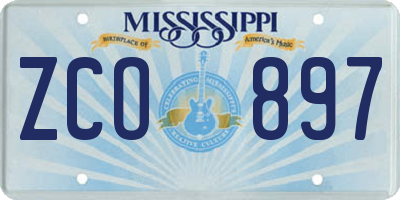MS license plate ZCO897