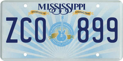 MS license plate ZCO899