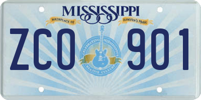 MS license plate ZCO901