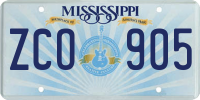 MS license plate ZCO905