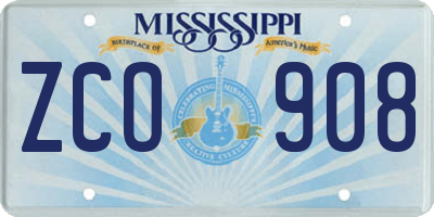 MS license plate ZCO908