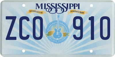 MS license plate ZCO910