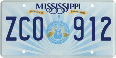 MS license plate ZCO912