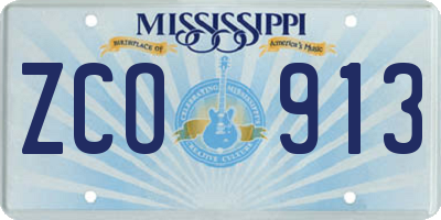 MS license plate ZCO913