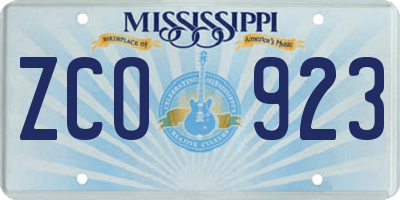 MS license plate ZCO923