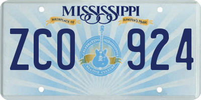 MS license plate ZCO924