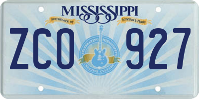 MS license plate ZCO927