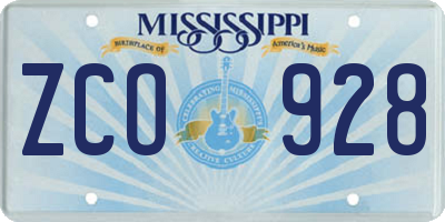 MS license plate ZCO928