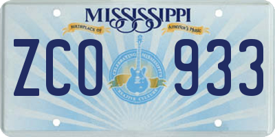 MS license plate ZCO933