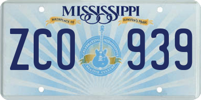 MS license plate ZCO939