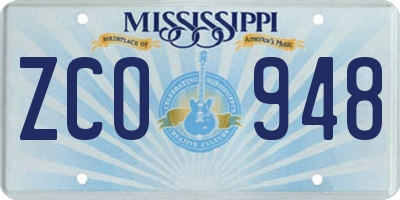 MS license plate ZCO948