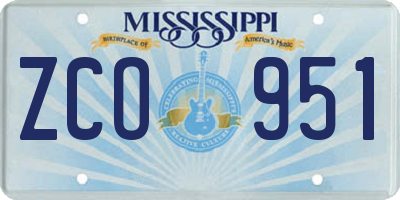 MS license plate ZCO951