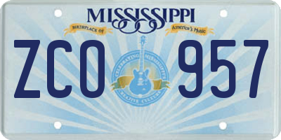 MS license plate ZCO957