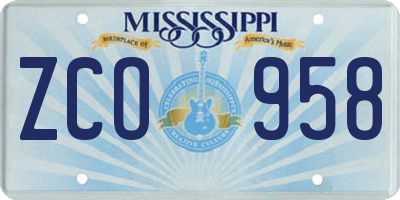 MS license plate ZCO958