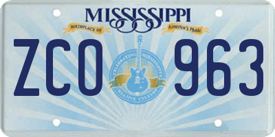 MS license plate ZCO963
