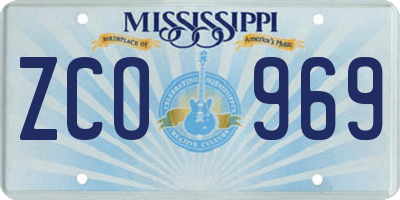 MS license plate ZCO969