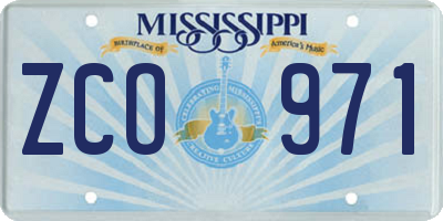 MS license plate ZCO971