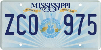 MS license plate ZCO975