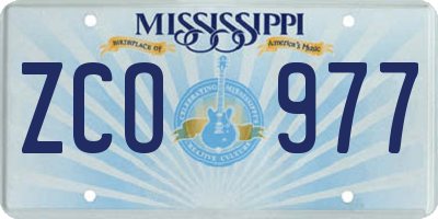 MS license plate ZCO977