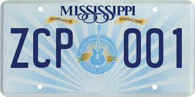 MS license plate ZCP001