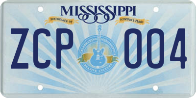 MS license plate ZCP004