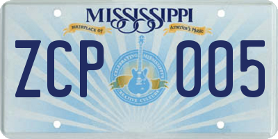 MS license plate ZCP005