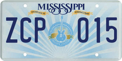 MS license plate ZCP015
