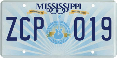 MS license plate ZCP019