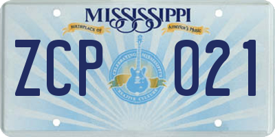 MS license plate ZCP021