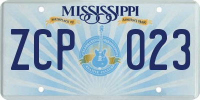 MS license plate ZCP023